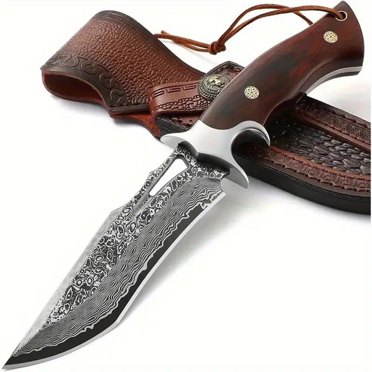 10" Hand-Forged Damascus Steel Knife With Wooden Handle | Damascus Steel Blade