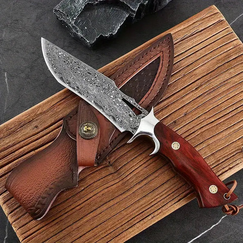 10" Hand-Forged Damascus Steel Knife With Wooden Handle | Damascus Steel Blade