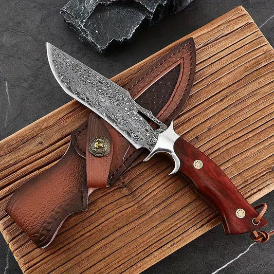 10" Hand-Forged Damascus Steel Knife With Wooden Handle | Damascus Steel Blade