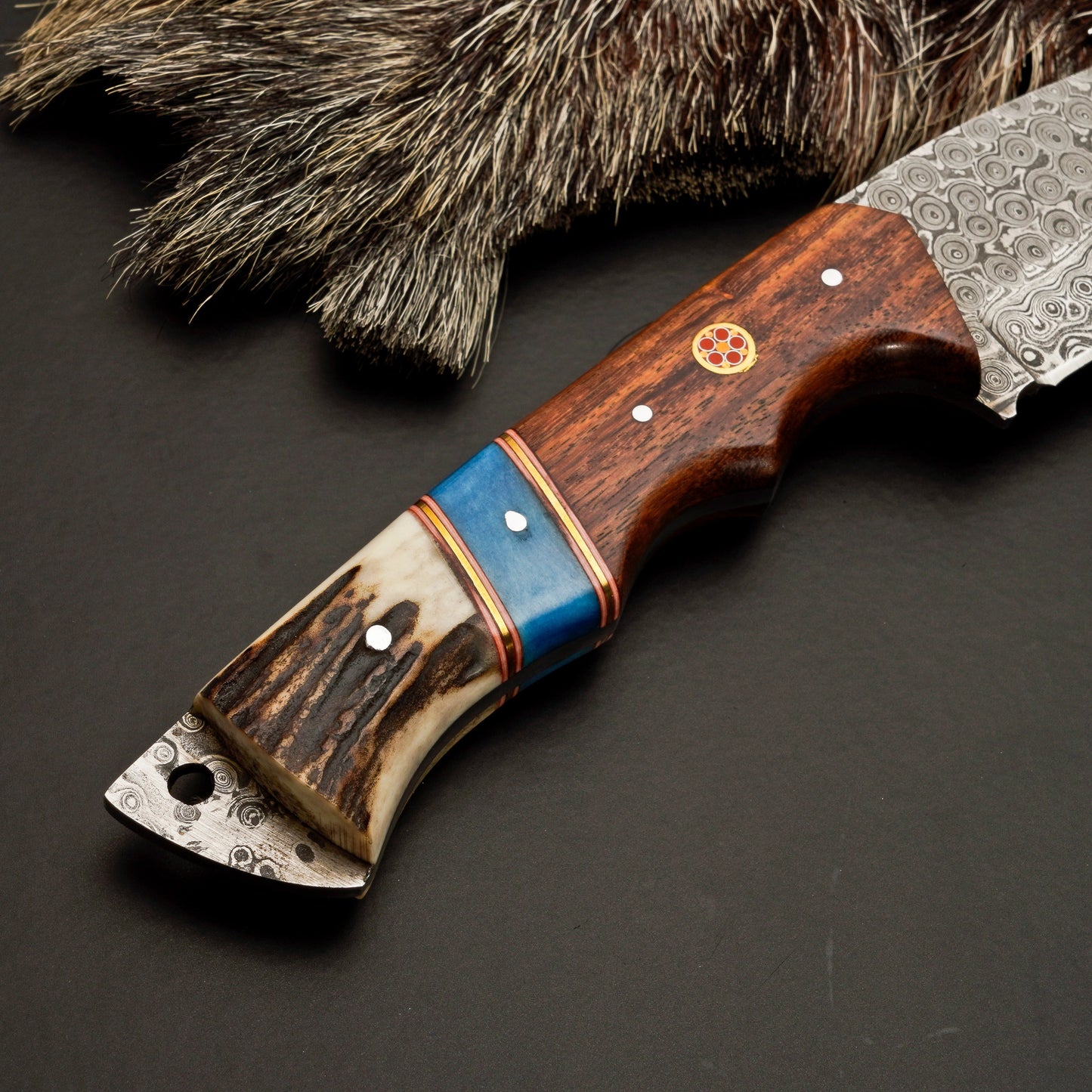 Custom Hand Forged Damascus Steel Hunting Knife EDC-Fixed blade knife - Damascus Gut Hook Knife