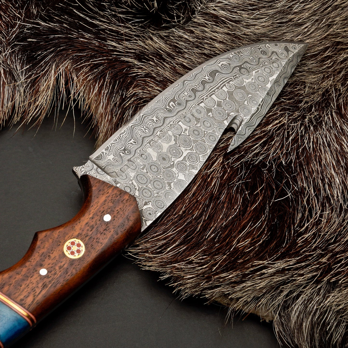 Custom Hand Forged Damascus Steel Hunting Knife EDC-Fixed blade knife - Damascus Gut Hook Knife