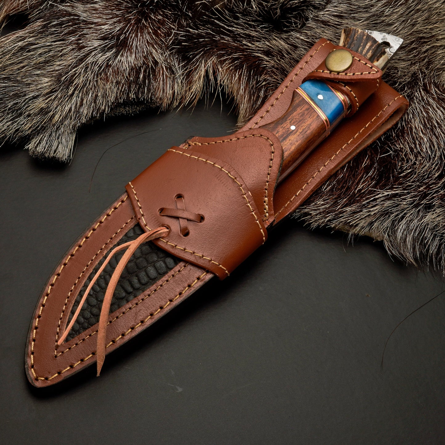 Custom Hand Forged Damascus Steel Hunting Knife EDC-Fixed blade knife - Damascus Gut Hook Knife