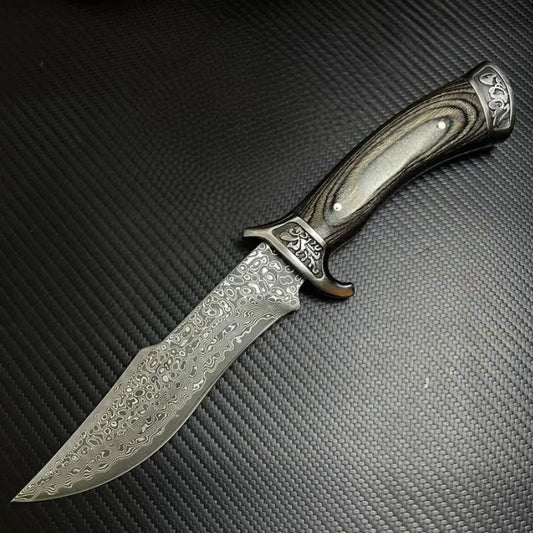 Handmade Forged Damascus Steel EDC Knife - Fixed Blade, Full Tang, Compact Everyday Carry Knife with Sheath