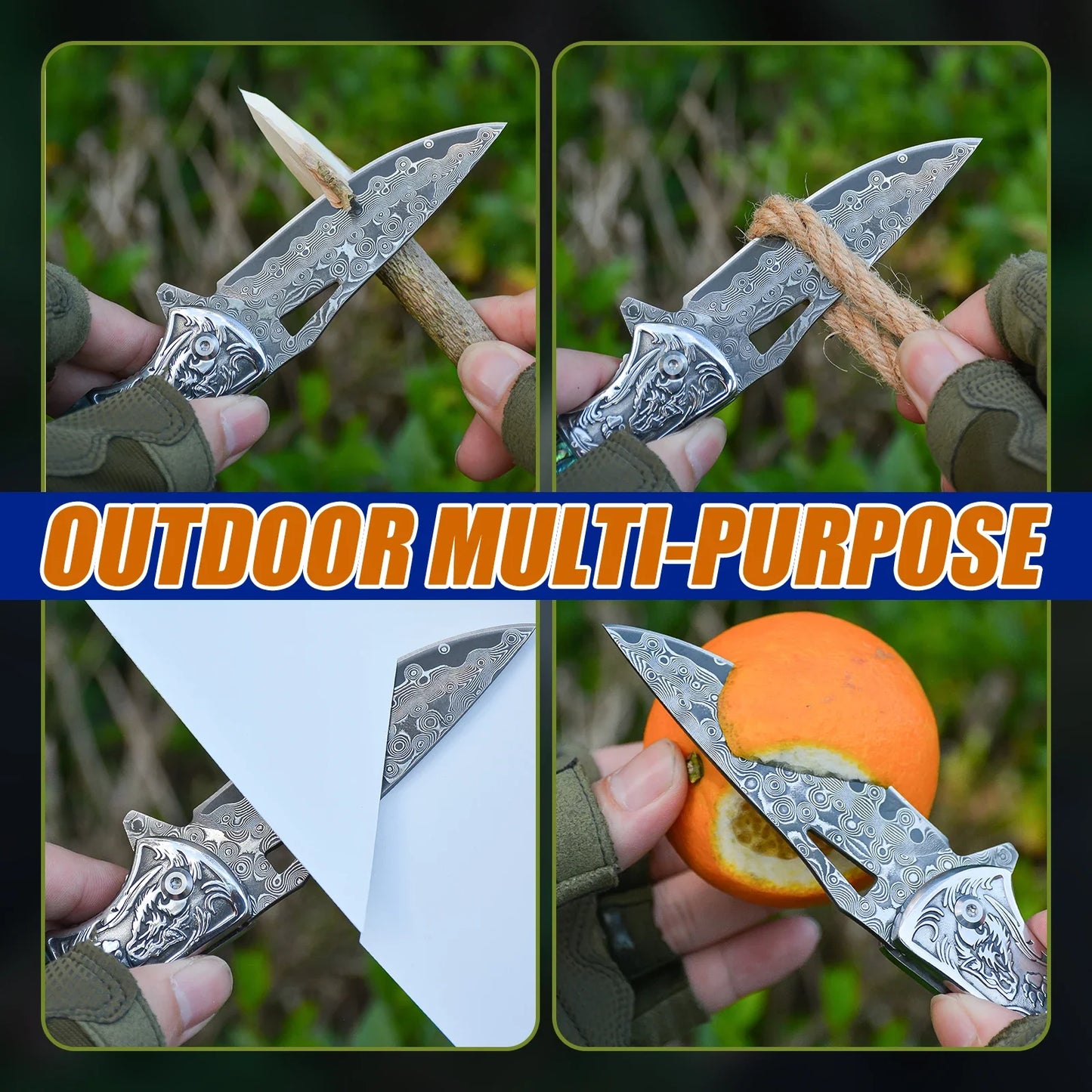 Handmade Damascus Pocket Knife - Damascus Folding Knife
