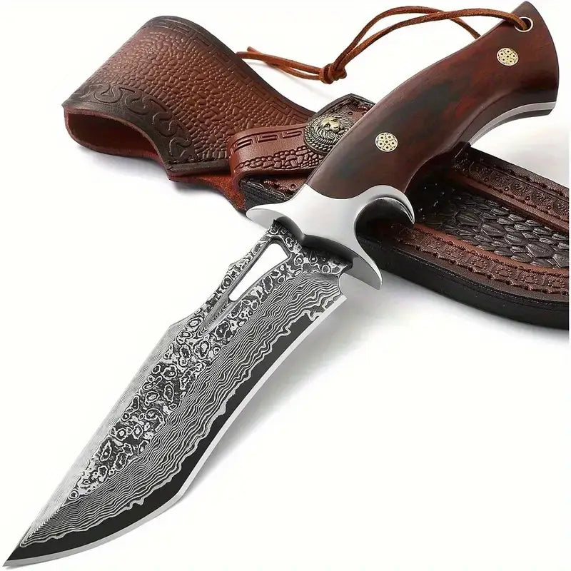 10" Hand-Forged Damascus Steel Knife With Wooden Handle | Damascus Steel Blade