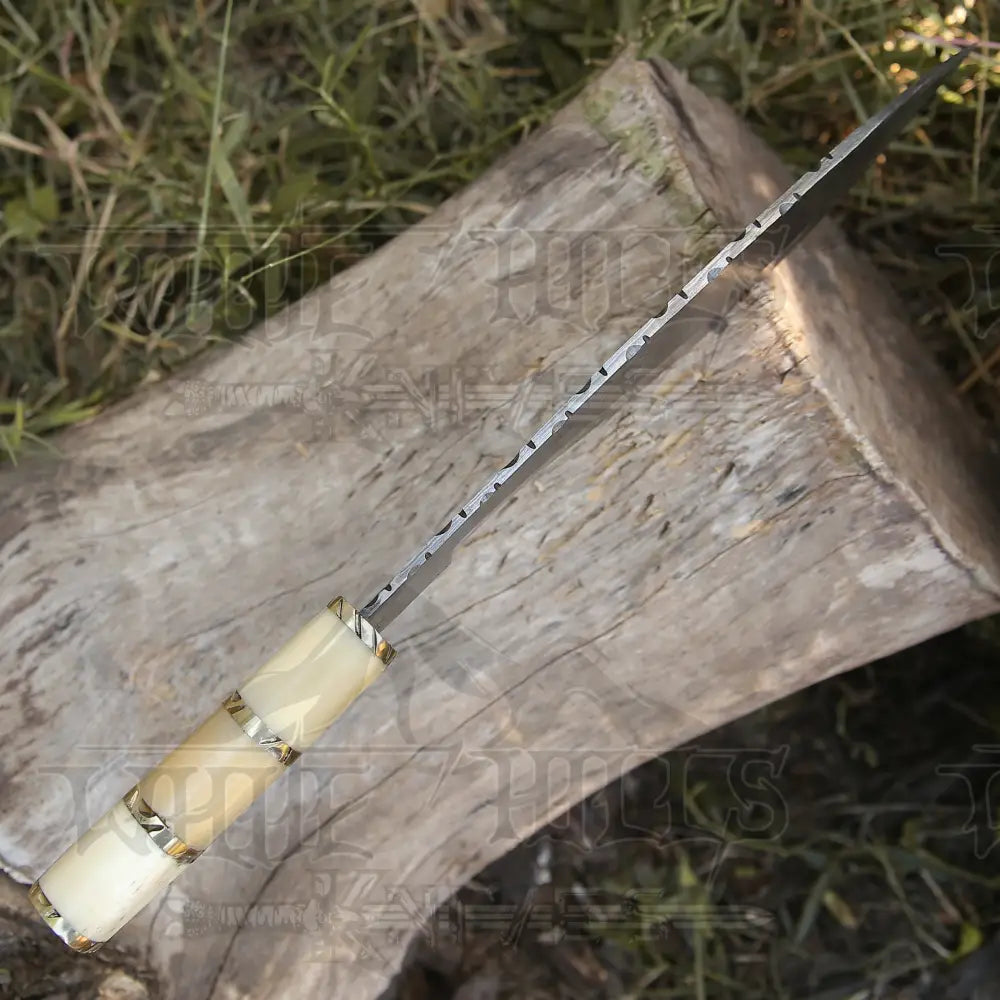 Custom Handmade Forged Damascus Steel Survival Hunting Bushcraft Kukri Knife EDC 12” With Camel Bone Handle WH 3892